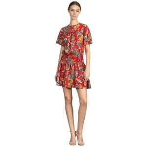 Shoshanna Red‎ Smocked Mini Dress Size Medium
